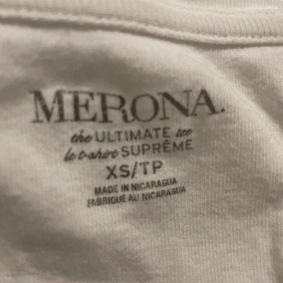 Merona White V Neck XS Short Sleeve T Shirt - Picture 8 of 8